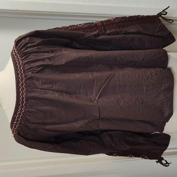 Soho Brown Embroidered Cotton Blouse M - Picture 5 of 7